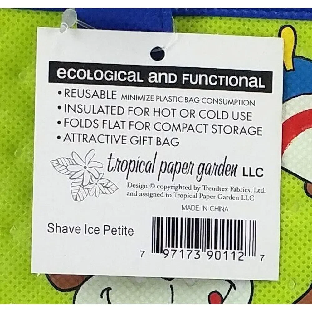 Reusable Shopping Bag / Tote / Lunch Bag / Insulated /Thermal  Tropical Paper